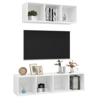 Berkfield Home Practical 2 Piece TV Cabinet Set White Engineered Wood
