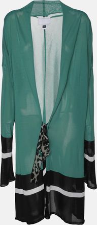 Roberto Cavalli Green/black Knit Open Long Cardigan