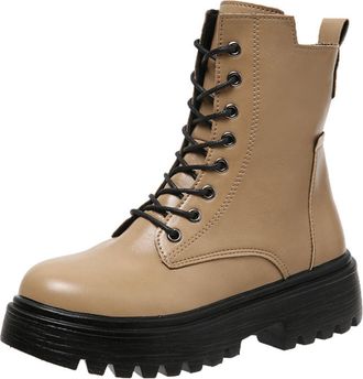 Generic Khaki Ladies Short Tube Boots with Round Toe Solid Color Versatile for Leisure Activities and Everyday Style