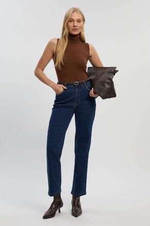 Karen Millen Womens Denim Stud Straight Leg Jean - Dark Blue Cotton - Size 10 UK