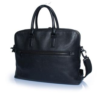 HUGO BOSS Pre-owned Mens grained leather laptop bag in black - One Size