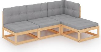 vidaXL 4 Pcs Garden Lounge Set Con Pin S&oacute;lido De Pino - 221727