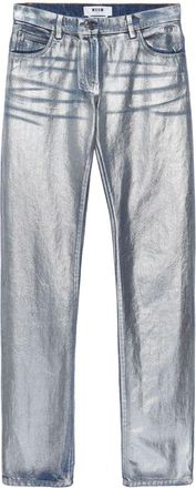 Msgm metallic-finish straight jeans - women - Cotton - 38 - Blue