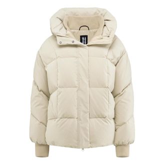 Bomboogie Piumino corto con stampa a righe effetto velluto - - Jackets - Donna - Beige - L