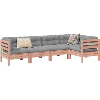 vidaXL Set De Sof&aacute;s Jard&iacute;n 5 Pzas Con Cojines Madera Abeto Douglas