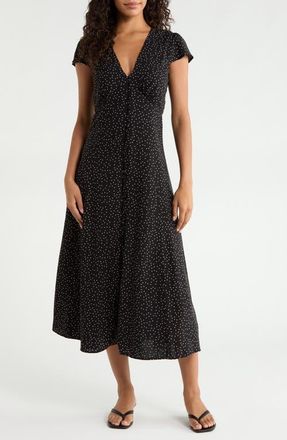 Nobody's Child Avery Polka Dot Midi Dress in Black at Nordstrom, Size 12