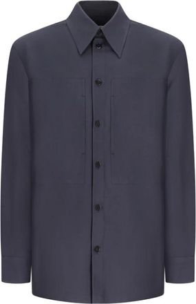 Jil Sander Camicia in cotone - Heren - Casual Overhemden - Blauw - XL - Katoen - Overhemden