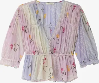 Mes Demoiselles... Womens V Neck Glow Blouse In Pink