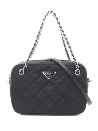 Prada triangle-logo quilted handbag - women - Saffiano Leather - One Size - Black