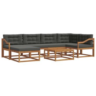 vidaXL Conjunto De Sof&aacute;s De Exterior 7 Pcs Natural Y Antracita Vidaxl