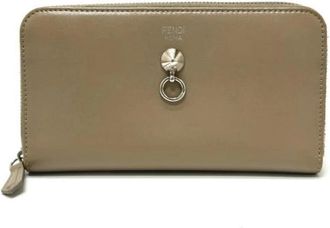 Fendi Pre-owned 8M0299 Lange portemonnee (bi-fold) - Heren - Vintage Accessoires - Beige - ONE Size - Leer - Vintage