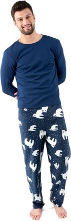 Leveret Mens Cotton Top & Fleece Pants Printed Matching Family Holiday Pajama Set in Polar Bear at Nordstrom, Size Xx-Large