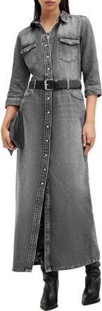AllSaints Blair Denim Shirtdress in Washed Black at Nordstrom Rack, Size 10 Us / 14 Uk