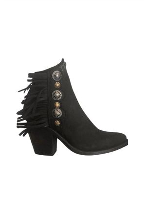 Liberty Black Womens Nubuck Grease Fringe Booties In Black