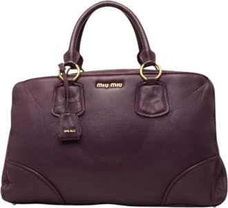 Miu Miu Pre-owned Leren Boston Tas - Dames - Vintage Handtas - Paars - ONE Size - Leer - Vintage