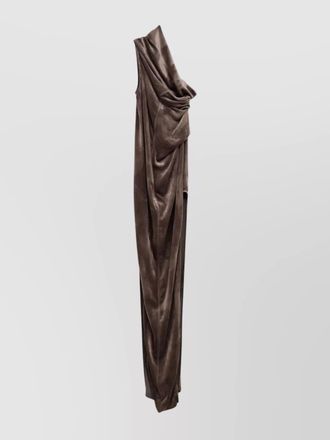 Rick Owens velvet one-shoulder draped maxi dress
