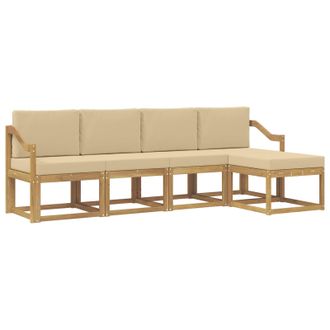 vidaXL Conjunto De Sof&aacute;s De Exterior Con Coj&iacute;n 5 Pcs Y Beige Vidaxl