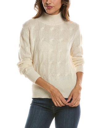 Fort&eacute; Cashmere Cable Mock Neck 100% Cashmere Sweater