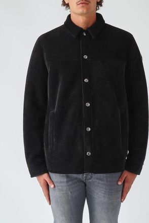 Colmar Single-Breasted Velvet Overshirt with a Classic Collar and Button Closure