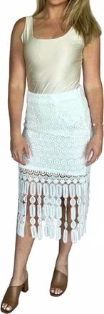 Skies Are Blue Clothing Eyelet Midi Skirt In White