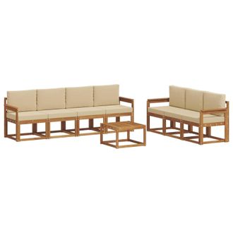 vidaXL Conjunto De Sof&aacute;s De Exterior Con Coj&iacute;n 8 Pcs Natural Y Beige Vidaxl