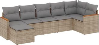 vidaXL Vidaxl - Set Sof&aacute;s De Jard&iacute;n 7 Piezas Y Cojines Rat&aacute;n Sint&eacute;tico Beige
