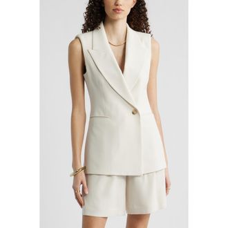 Nordstrom Sleeveless Crepe Blazer in Ivory Birch at Nordstrom, Size Xx-Small
