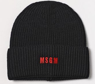 Msgm Geribbelde Gebreide Muts Met Logo