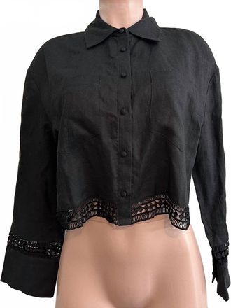 Elie Tahari Womens Crop Top In Black