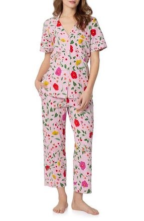 Bedhead Pajamas Print Stretch Organic Cotton Crop Pajamas in Sunlit Flora at Nordstrom, Size X-Large