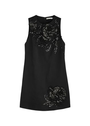 Alice & Olivia Clyde Embellished Satin Mini Dress - Black - 6 (UK10 / S)