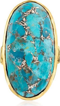 Ross-Simons Mosaic Turquoise Ring in 18kt Gold Over Sterling