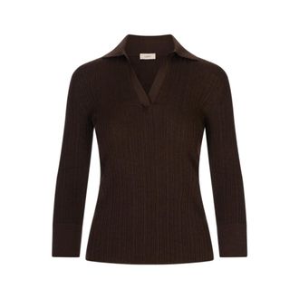 Agnona Truien & Vesten, Dames, Bruin, S, V-neck Truien