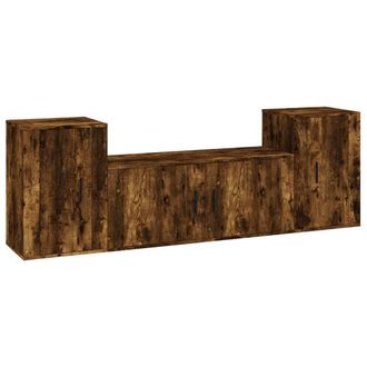Berkfield Home 3 Piece TV Cabinet Set Smoked Oak Engineered Wood in Brown
