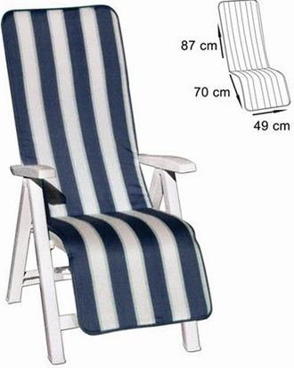 Trade Shop Trade Shop - Cuscino Coprisedia Sedia Sdraio Giardino Seduta Schienale Righe Blu 157x49cm