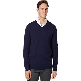 CHARLES TYRWHITT Pure Merino V Neck Sweater in Navy at Nordstrom, Size Medium