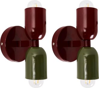 Beliani Conjunto de 2 l&aacute;mparas de pared Metal Rojo Verde