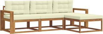 vidaXL Conjunto De Sof&aacute;s De Exterior 4 Uds. Natural Y Crema Vidaxl