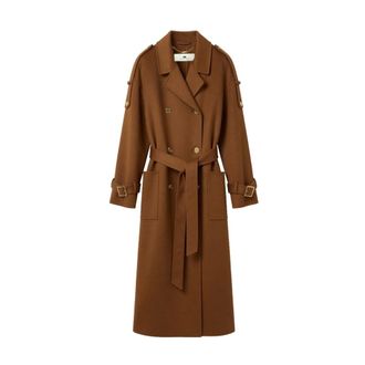 Elisabetta Franchi Dames, Mantels, Bruin, Maat: XS Wol