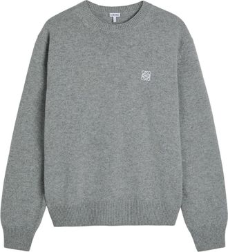Loewe Logo-embroidered Wool Jumper - Grey - XL