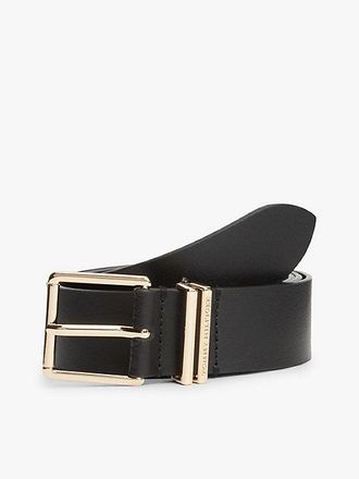 Tommy Hilfiger Double Keeper Square Buckle Leather Belt