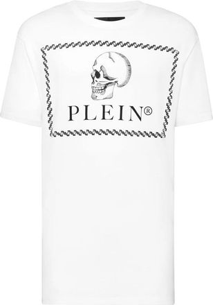 Philipp Plein T-Shirt Round Neck Skull - Heren - T-shirts - Wit - 4XL - Katoen - Tops