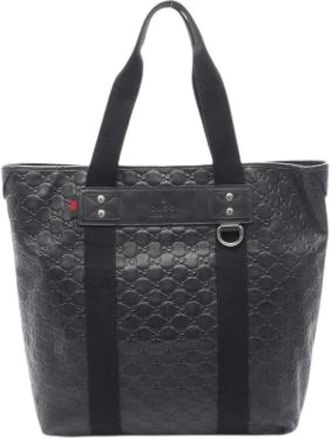 Gucci Pre-owned Tote Bags, male, Black, Size: ONE SIZE Pre-owned Vintage Leather Tote Bag