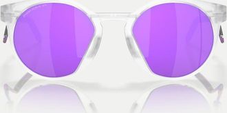 Oakley Hstn - Occhiali da sole rotondi in metallo trasparente opaco con lenti viola specchiate
