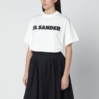 Jil Sander White Wide T Shirt With Logo