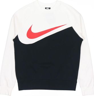Nike Sportswear Swoosh Casual Round Neck Pullover Sports Black White CZ4922-010