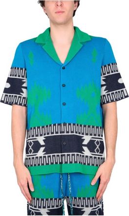Alanui Bowling Collar Front Butt - Heren - Korte mouwen Overhemden - Veelkleurig - S - Overhemden