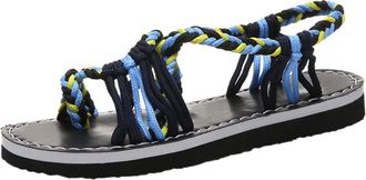 Generic Uwdiohq Womens Low Wedge Sandals Fashion Summer Women Flat Lightweight Comfortable Rope Strap Casual Womens Wide Dress Walking For Slingback Uk Smart 