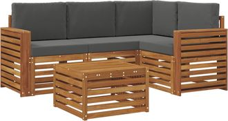 vidaXL Conjunto De Sof&aacute;s De Exterior 5 Uds. Natural Y Antracita Vidaxl