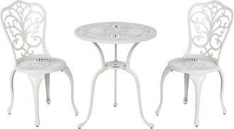 Beliani Beliani - Outdoor Garden Metal Bistro Set Table and Chairs Off-White Triora/Dascio